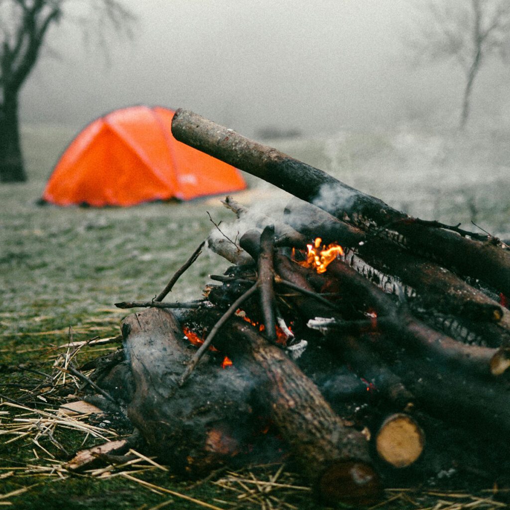 attempting a campfire during a storm