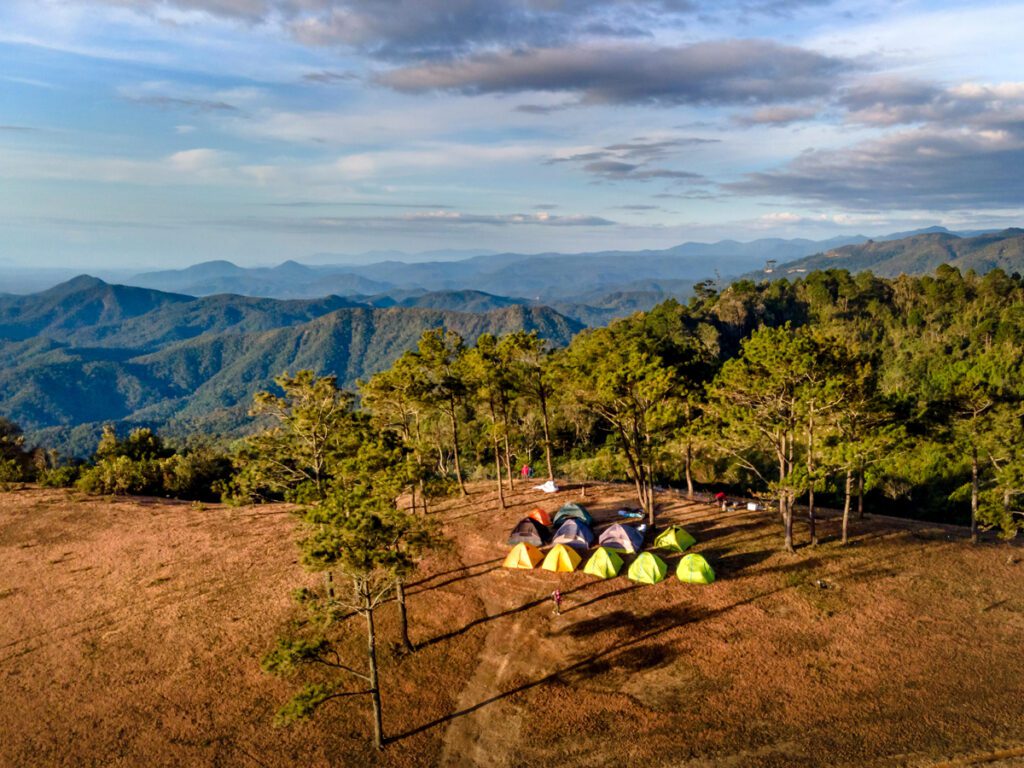 a group of tent pitched on the backcountry