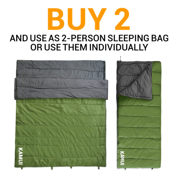 Two sleeping bags connected for two persons.