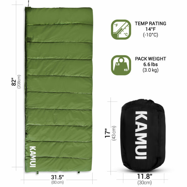 Sleeping bag measurement and weight