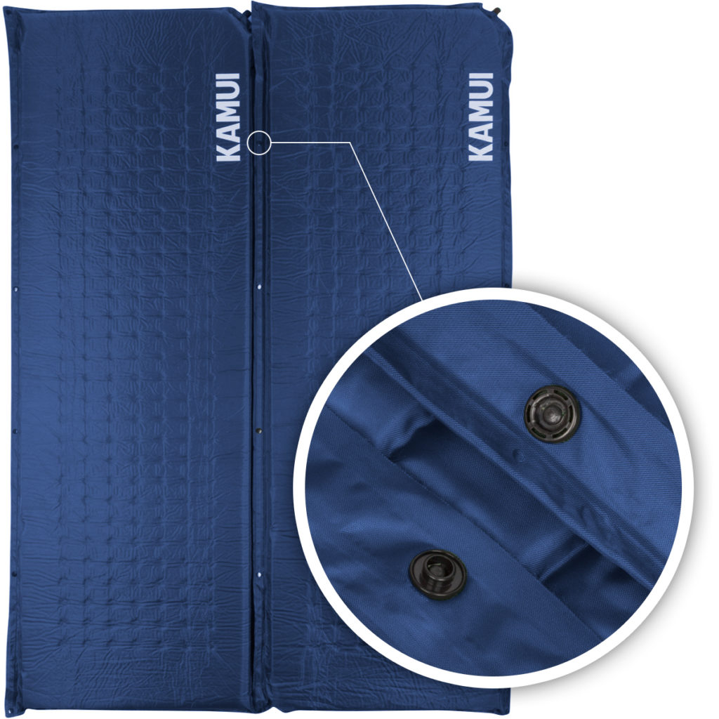 Connectable self inflating sleeping pads for family and couple