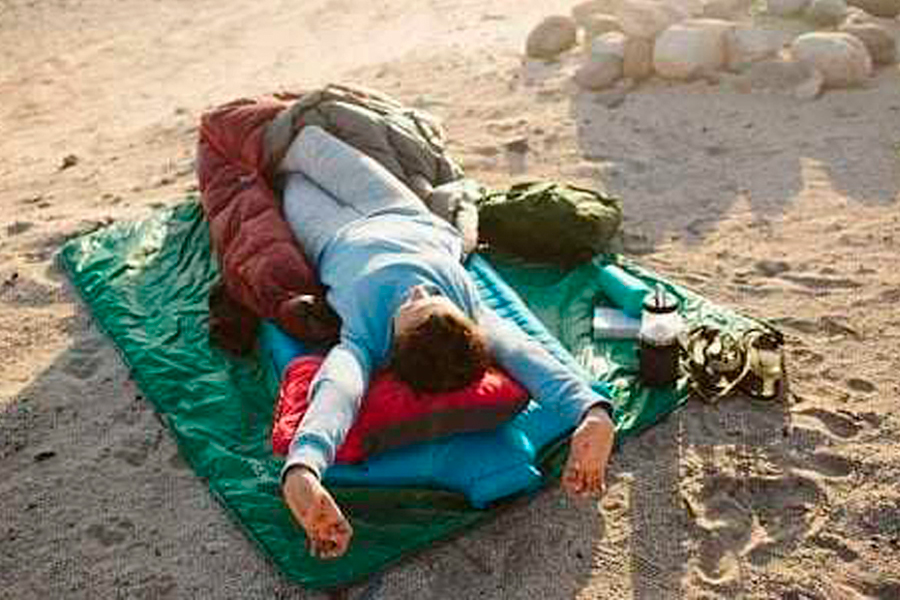 Camping Pillows on a sleeping pad