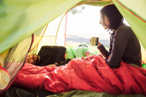 sleeping in tent on sleeping pad