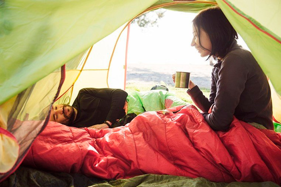 sleeping in tent on sleeping pad