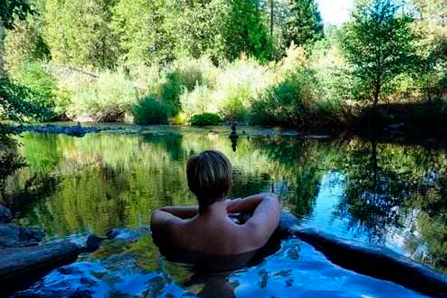 Man Relaxing In Hot Spring