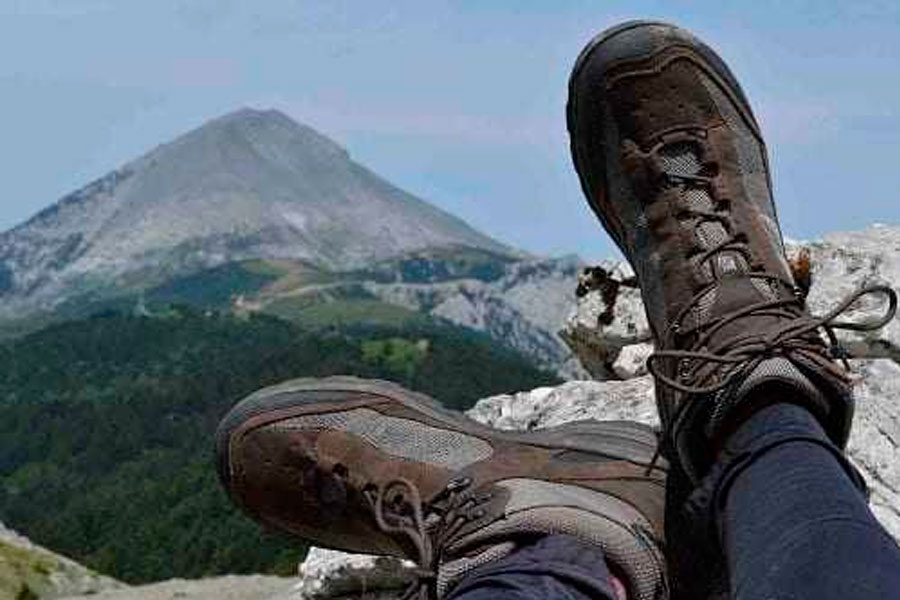 Hiking Boots On Foot