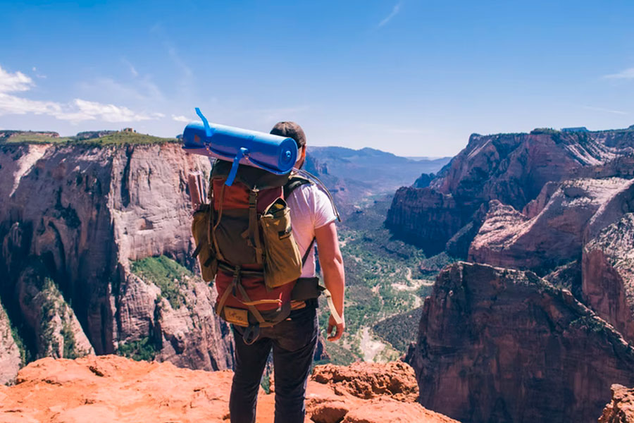 backpacking with view