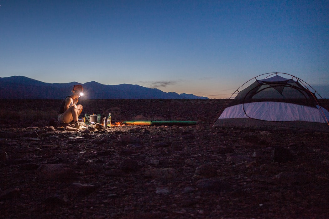camping night in the desert