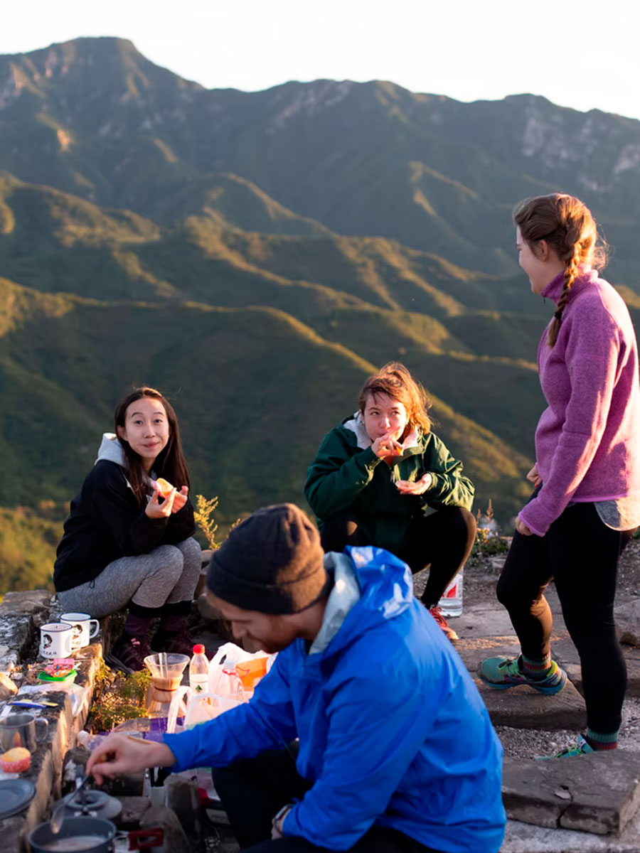 family on top of mountain