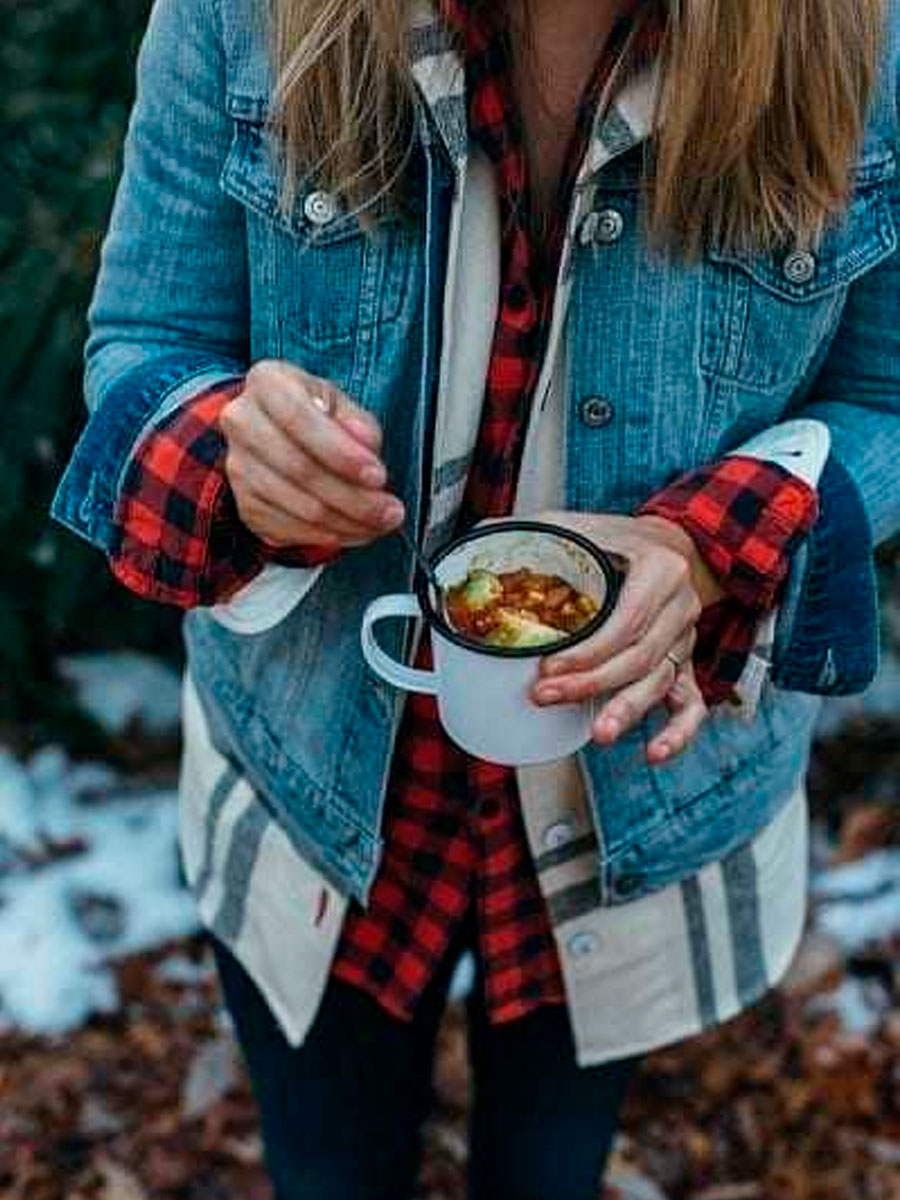 Woman in layered clothing