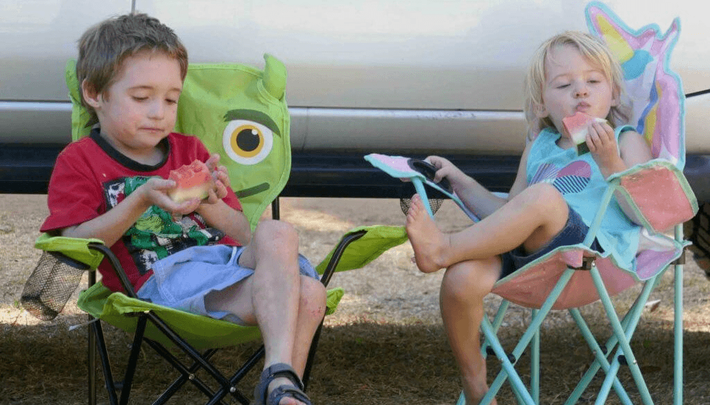 Kids enjoying their camping chairs