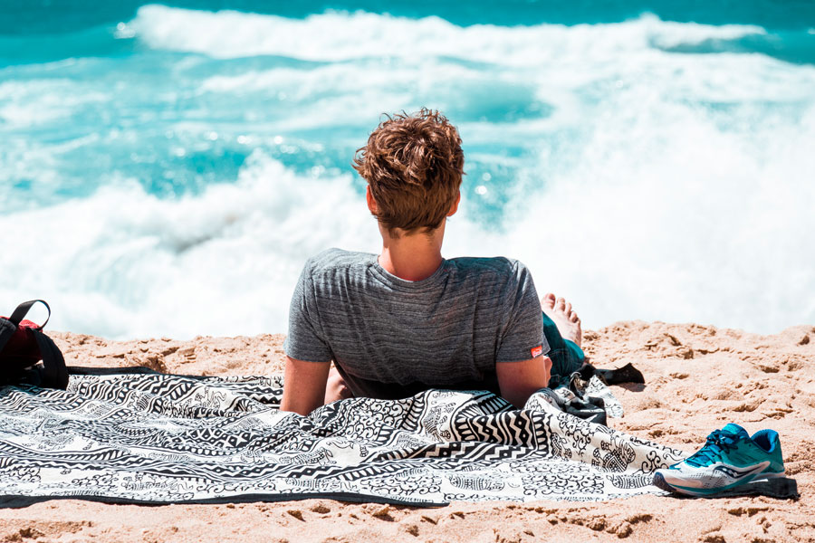 picnic blanket on beach