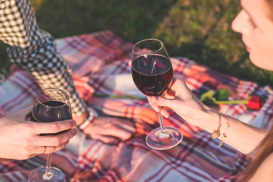 romantic picnic with wine