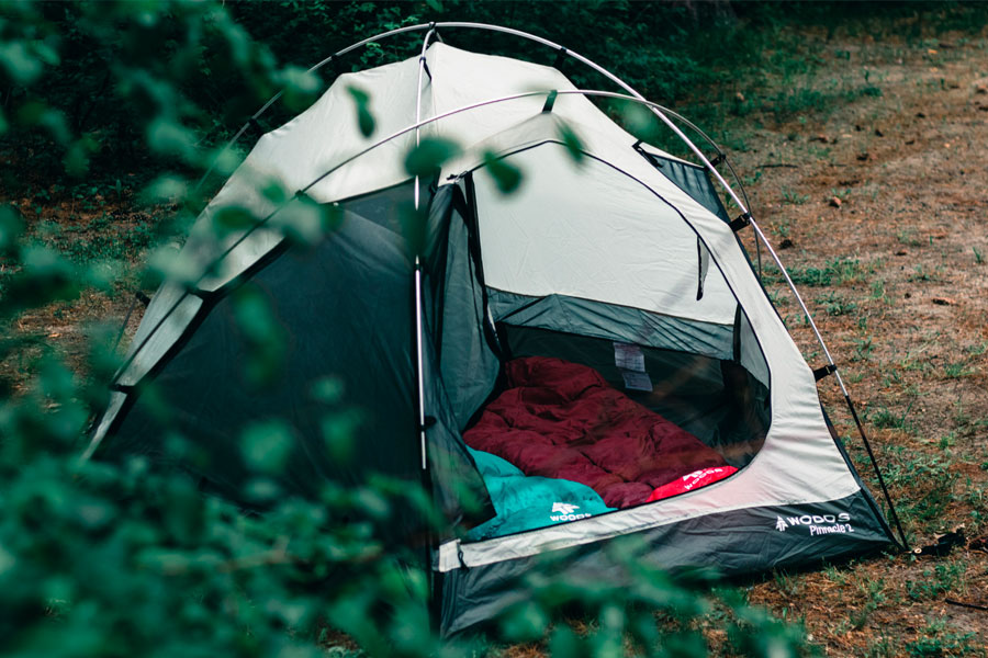 tent with sleeping bags