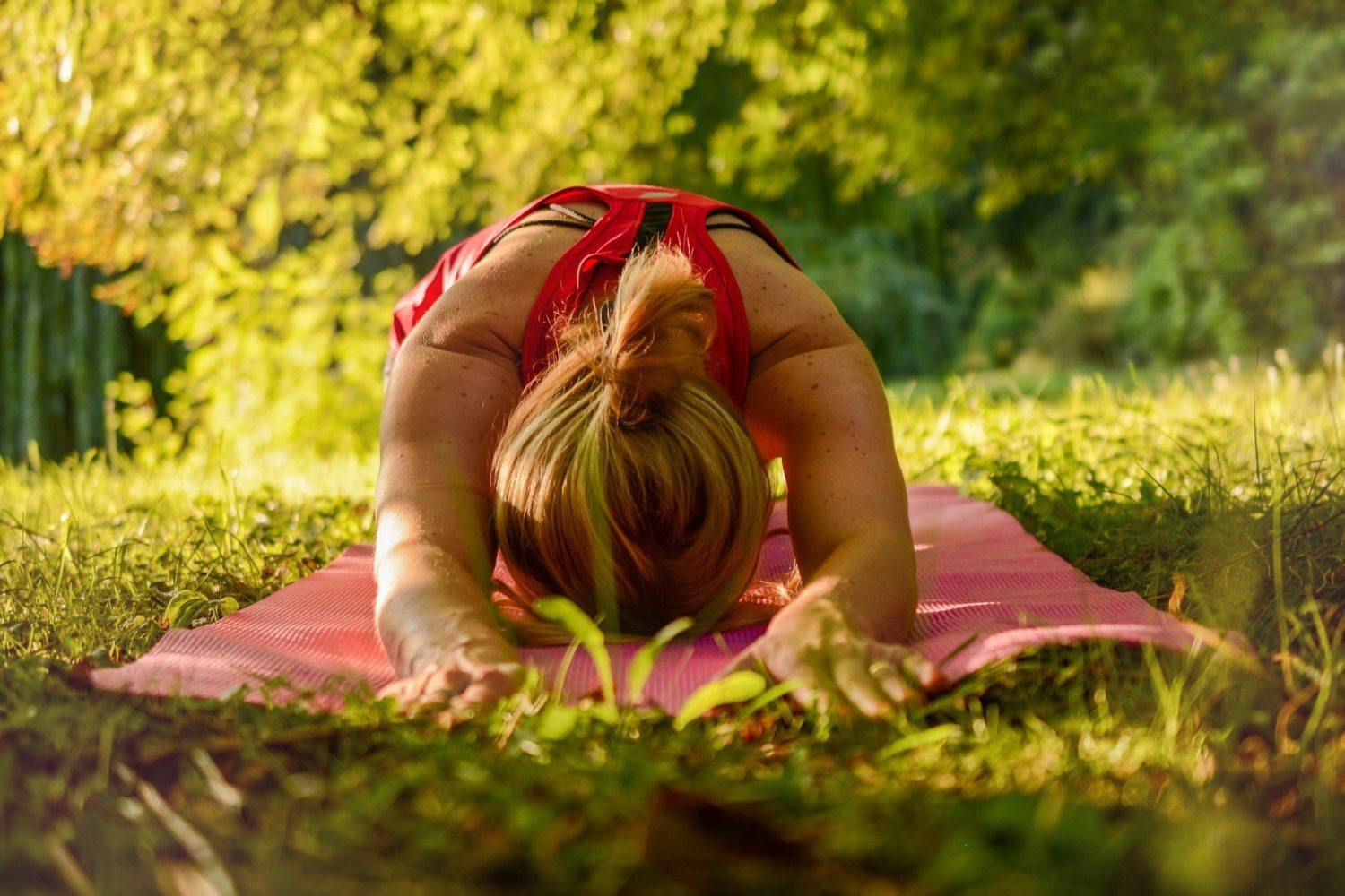 woman on yoga mat as sleeping pad