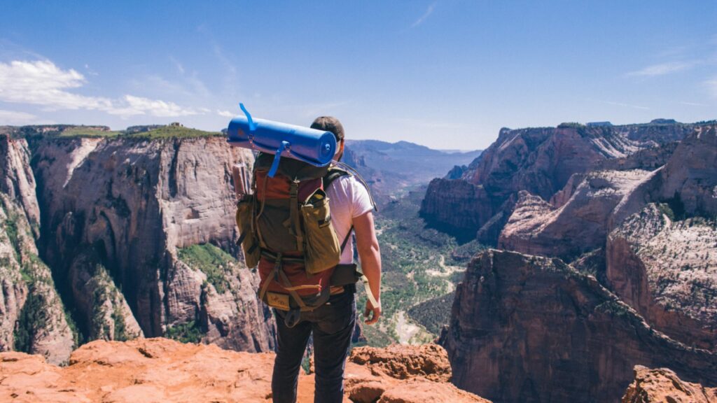 A man on a backpacking trip