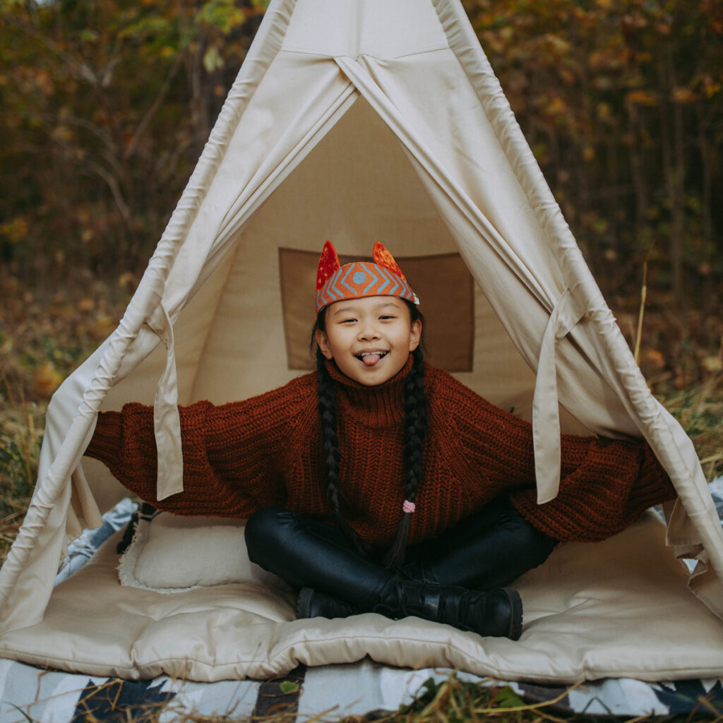 girl in a tent