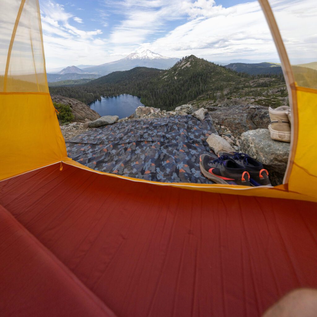 camping sleeping pad inside a tent