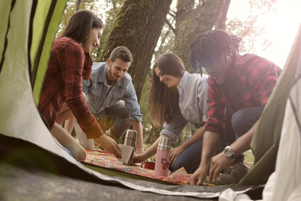 A group enjoying their time camping