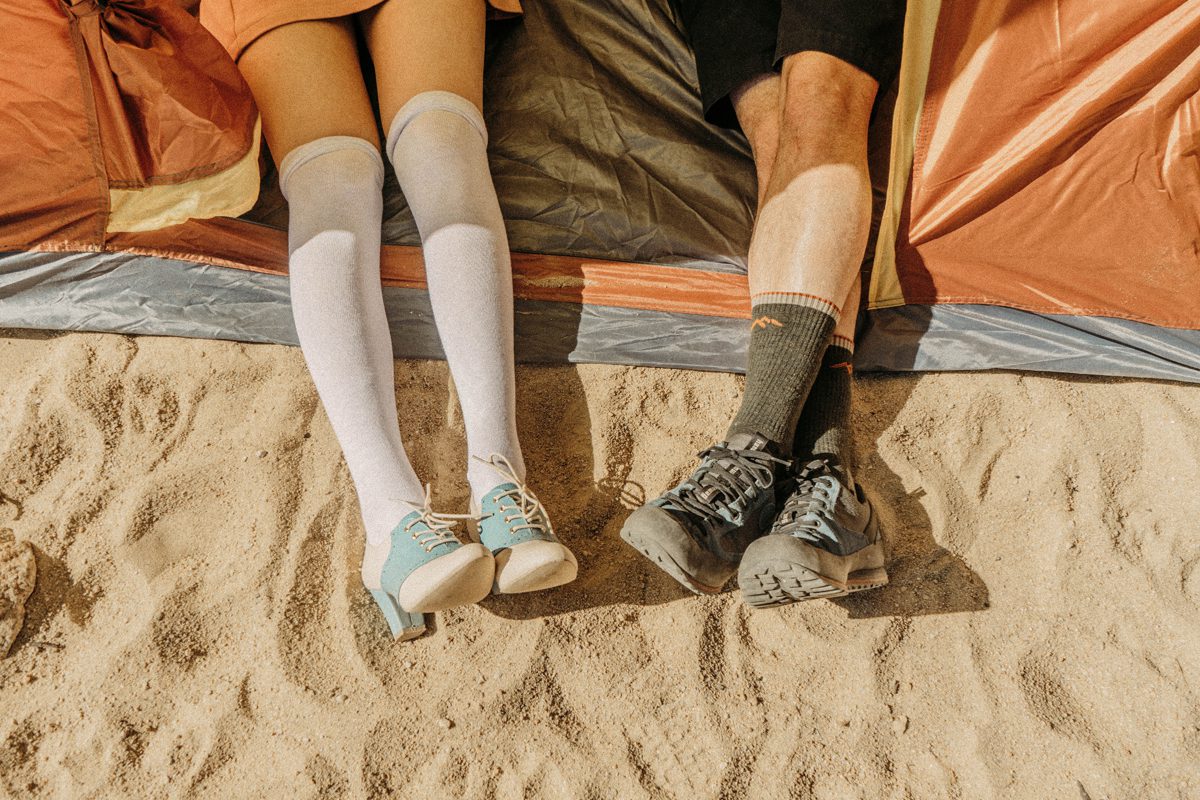 Couples camping on the beach