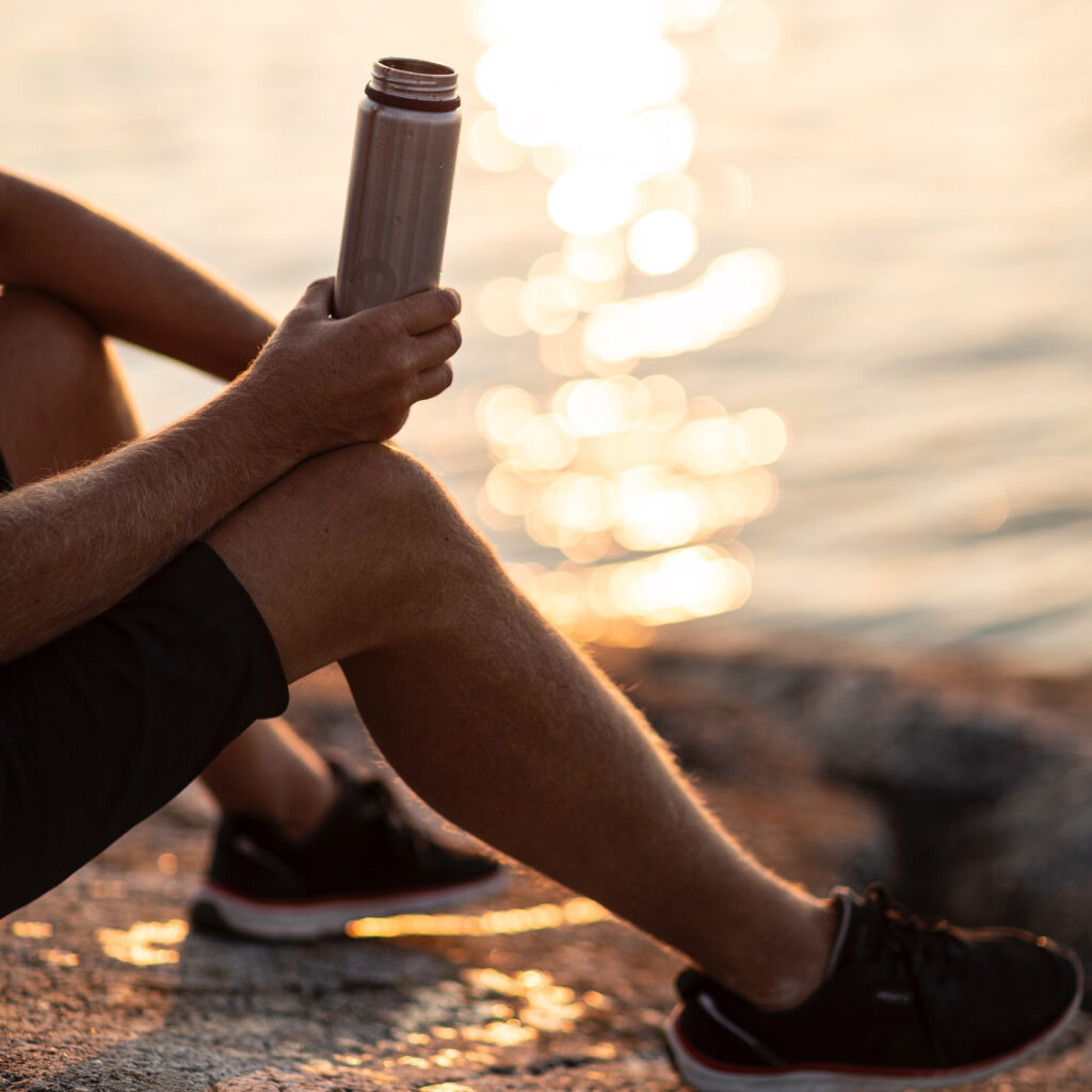 Man holding a water bottle