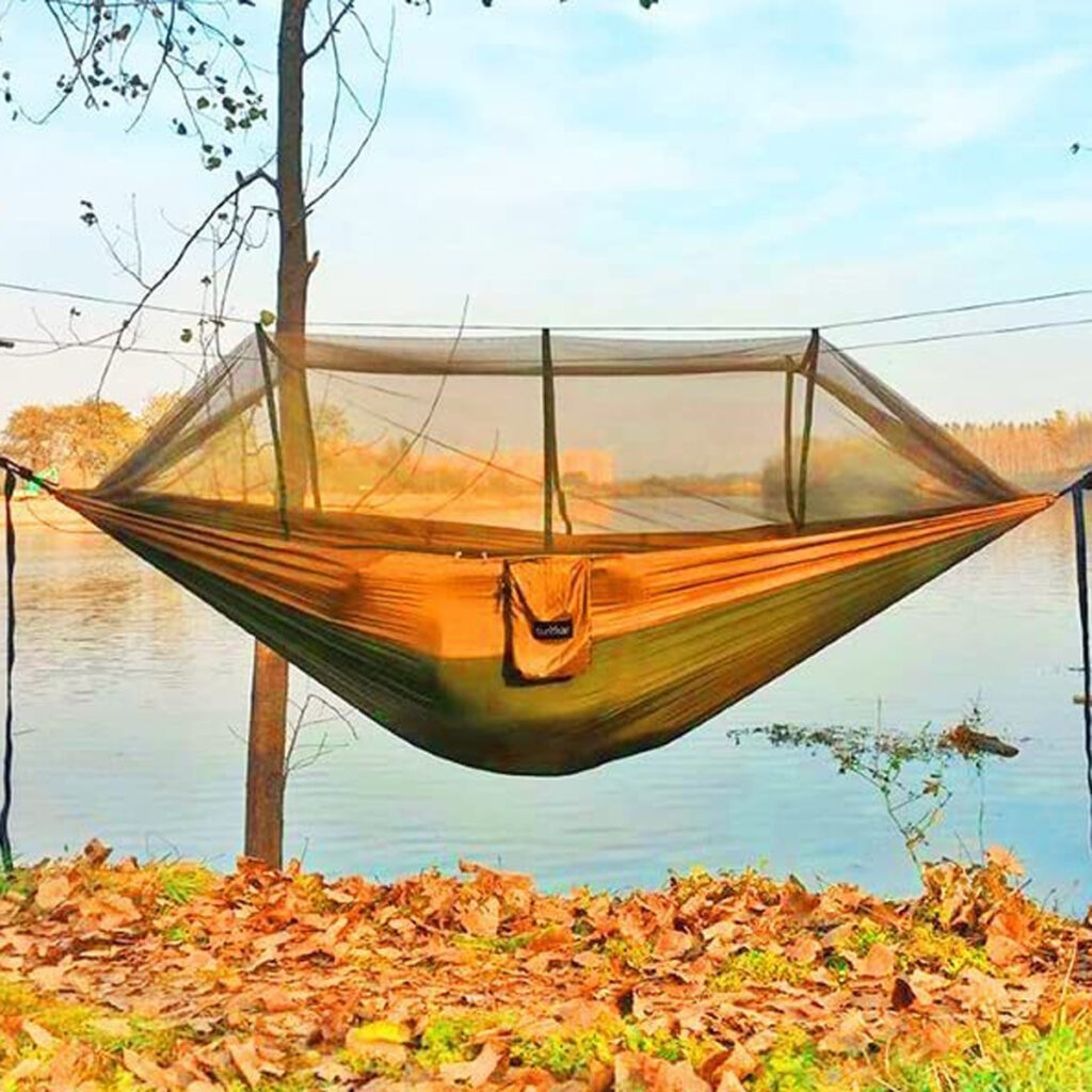 Sunyear Camping Hammock with Net & Sunyear Hammock Rain Fly Tent Tarp Provides Effective Protection Against Rain