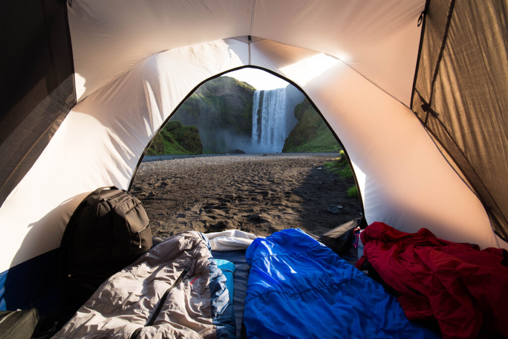 tent with sleeping arrangements