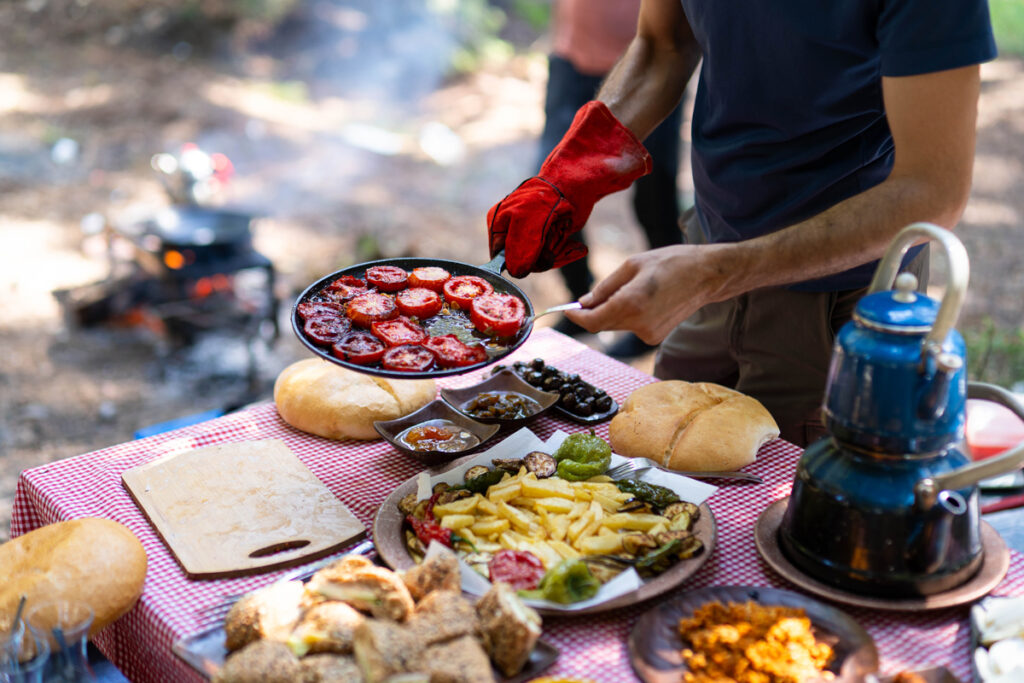 prepping meals when camping