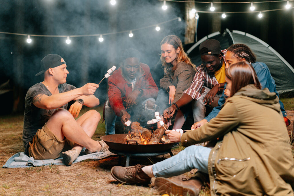 roasting marshmallows together