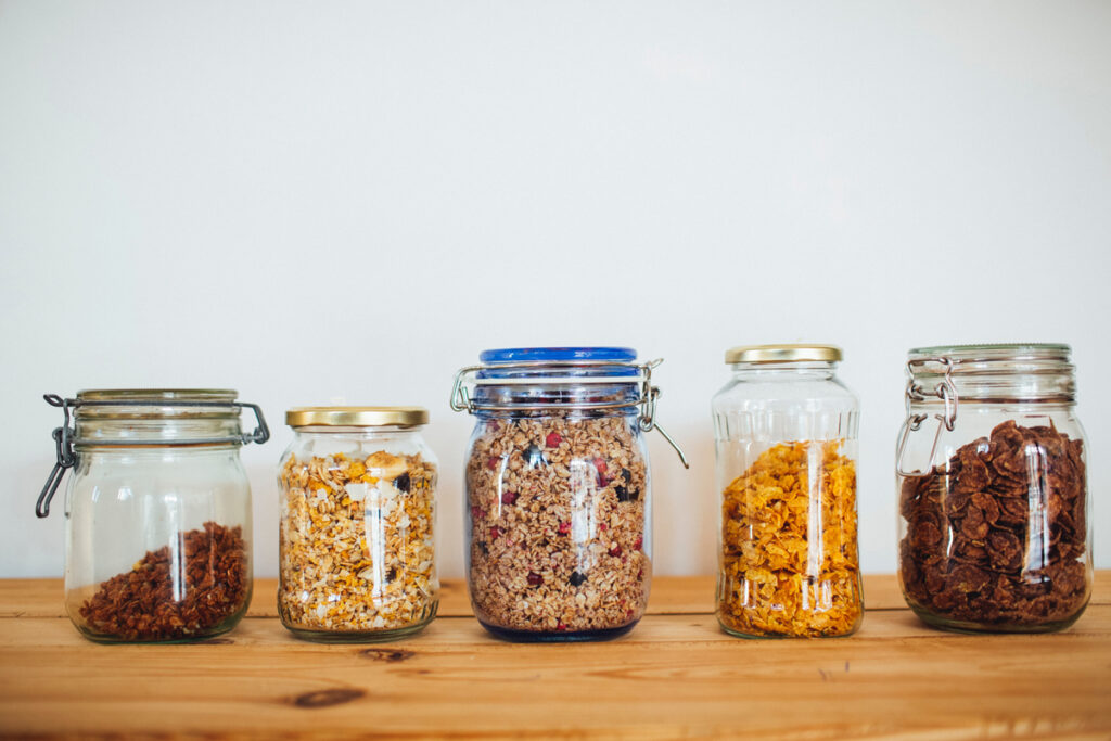 Dehydrated food in jars