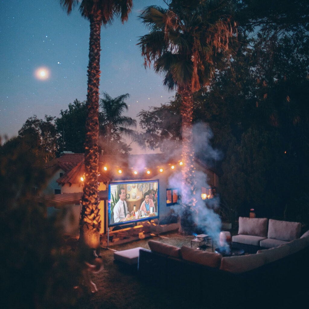 backyard movie night setup