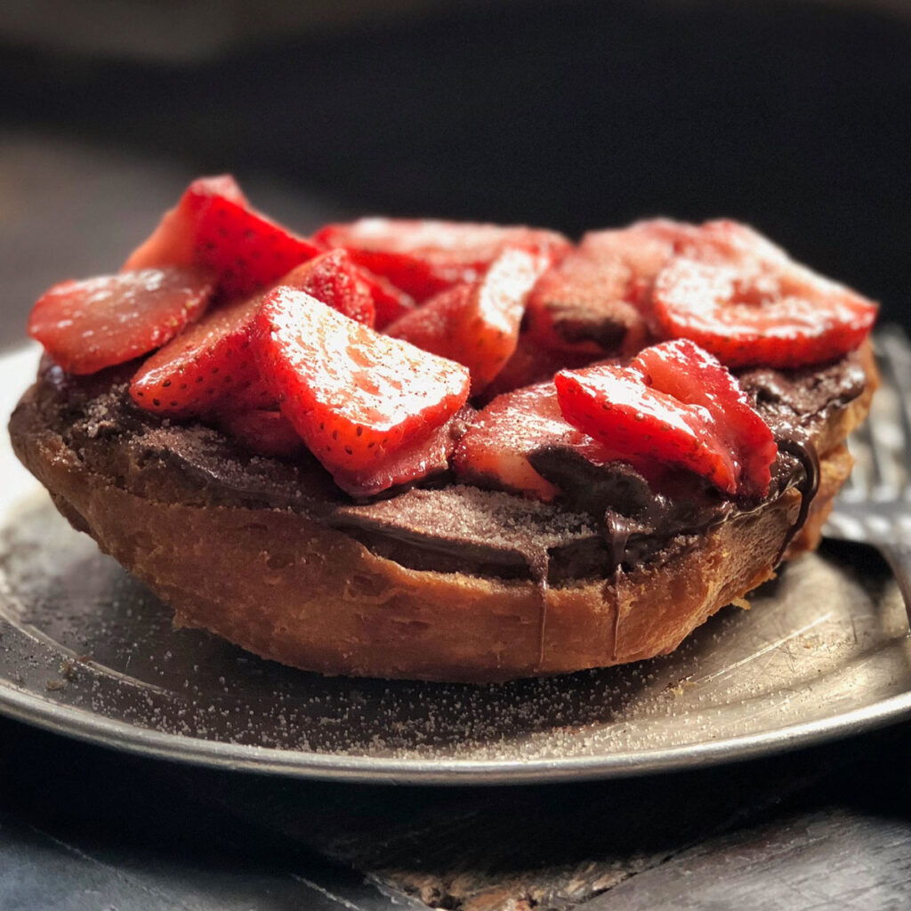 Bagel Topped with Strawberries