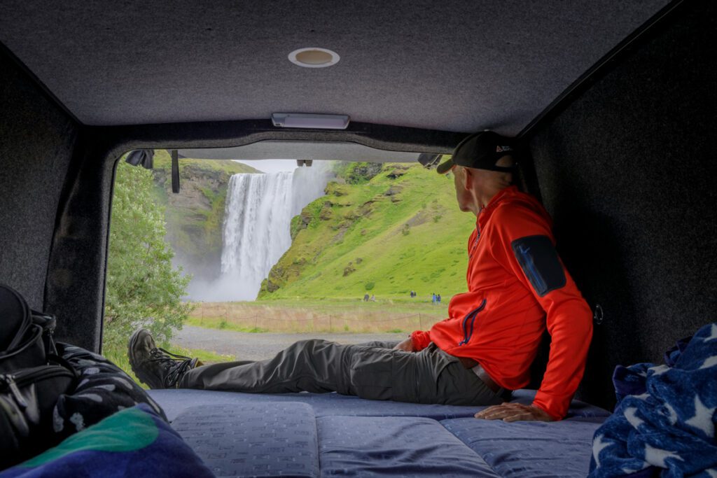 Car Camping Near a Waterfall