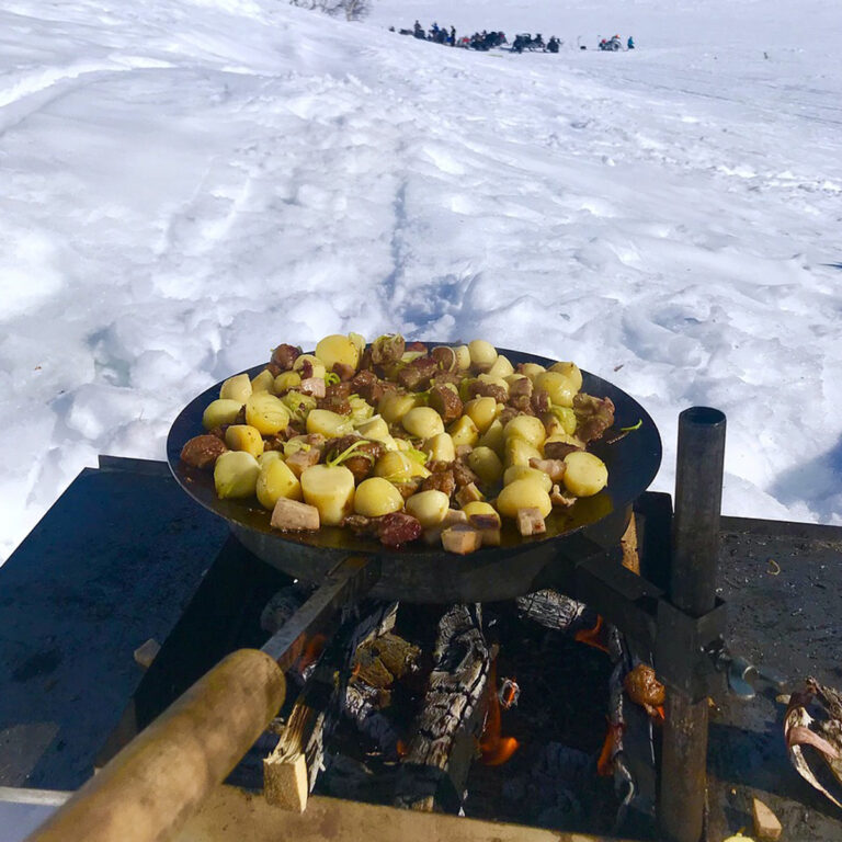 cooking a potato dish in winter