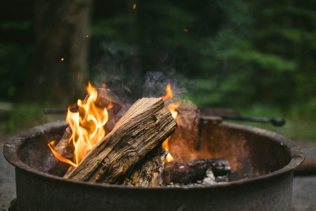 Campfire on a fire ring