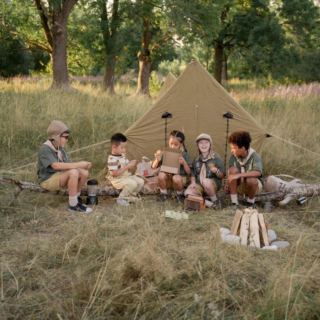 A group of kids camping