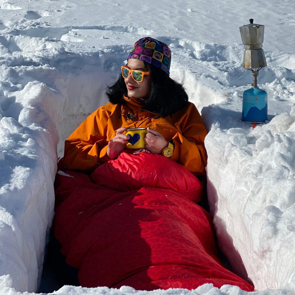 lady in a sleeping bag